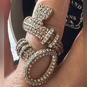 LUCKY BRAND GOLDTONE LOCK AND KEY RING. Gently worn,  some color variations